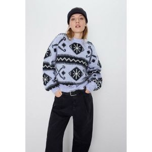 Zara New Mohair / Wool Blend Printed Sweater